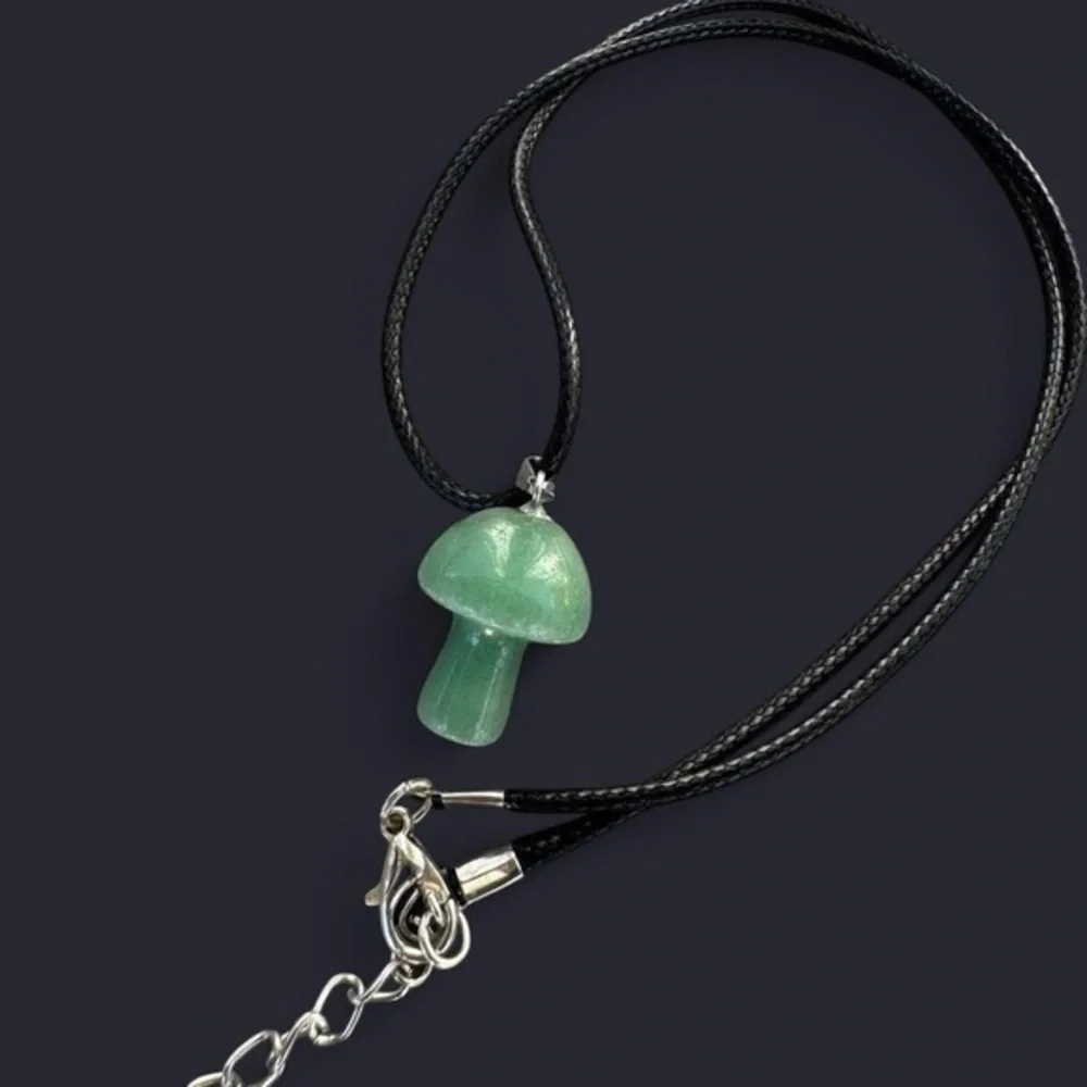 Green Aventurine Mushroom Pendant Necklace